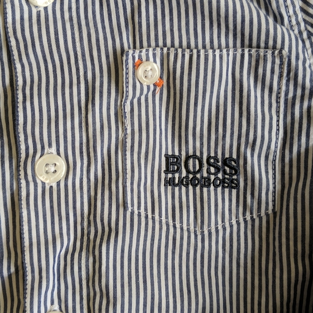 Hugo Boss striped collared button down dress shirt 12 months baby boy - Picture 5 of 7